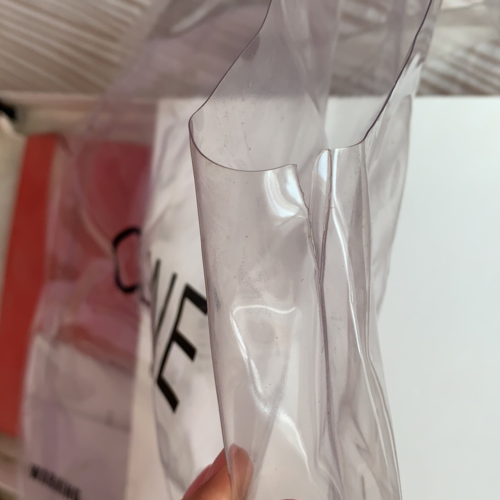 Celine Clutch Pouch rose leather&clear pvc tote - Picture 13 of 16